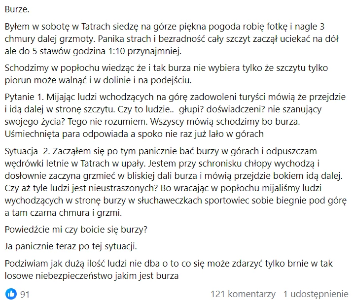 Szokująca relacja turysty po burzy w Tatrach