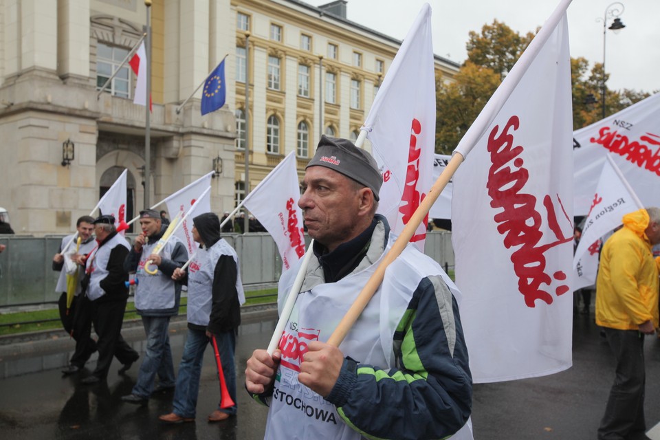 WARSZAWA SOLIDARNOŚĆ PROTEST PRZECIWKO CIĘCIOM BUDŻETOWYM