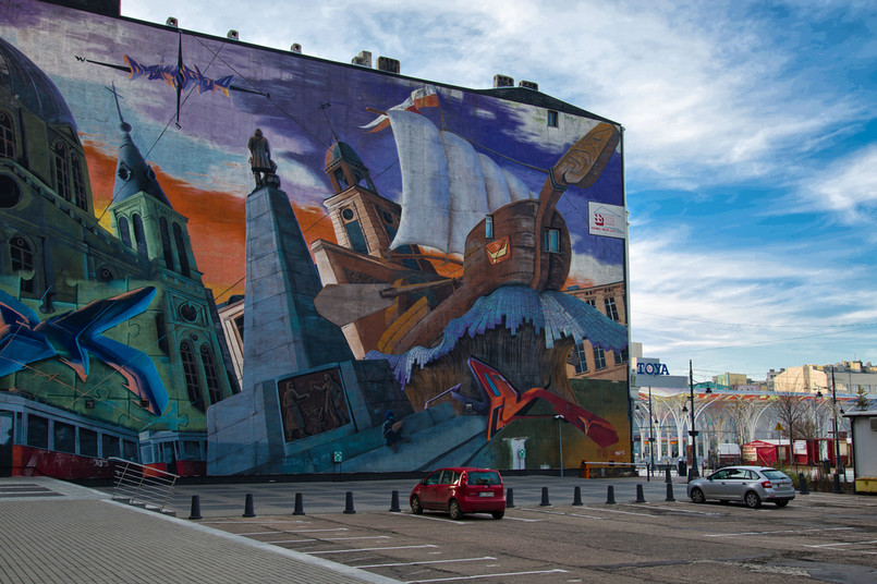 Łódź, ulica Piotrkowska, mural