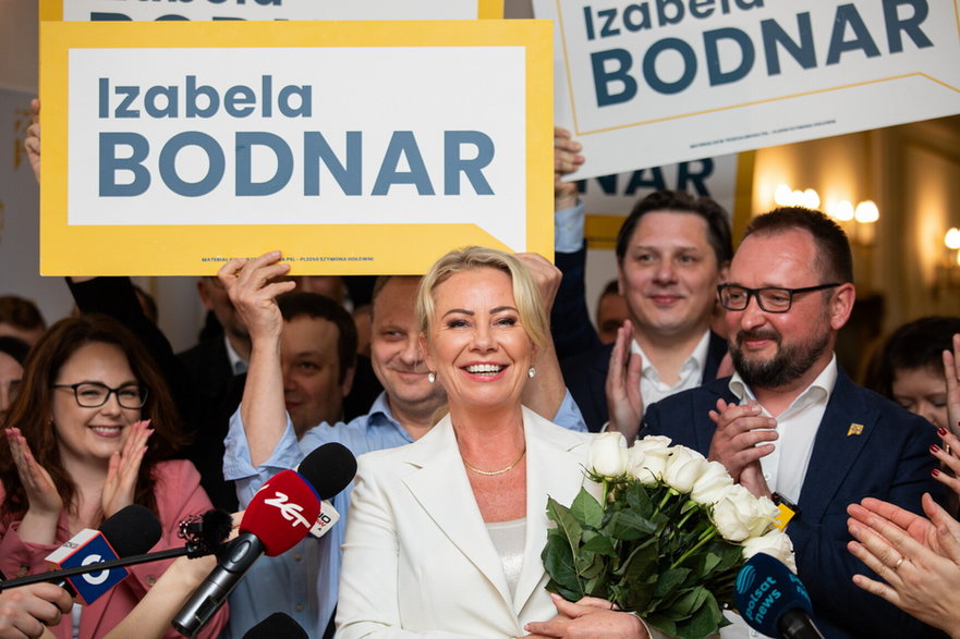 Izabela Bodnar podczas wieczoru wyborczego w ostatnią niedzielę 