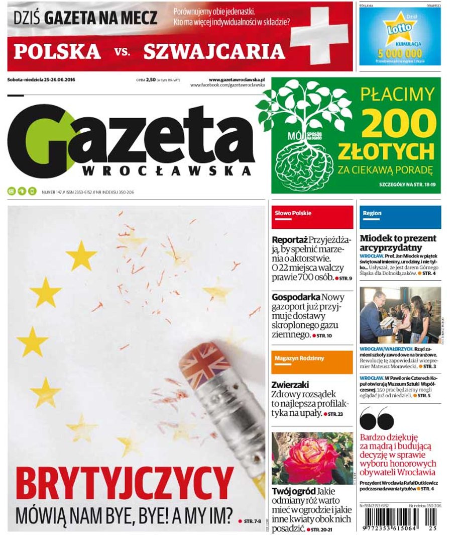 Okładka "Gazety Wrocławskiej"