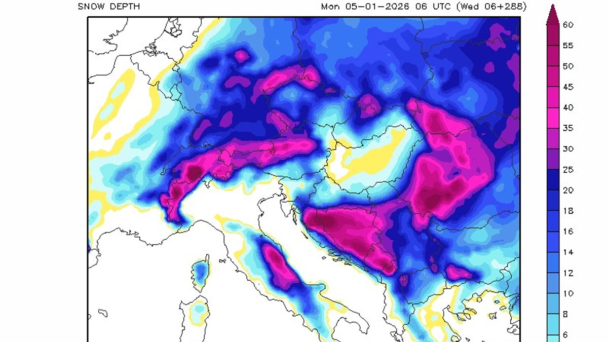 Mapa snega za 5. januar
