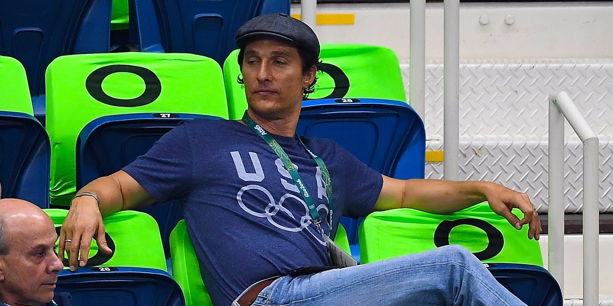 Matthew McConaughey at the Rio 2016 swimming events.