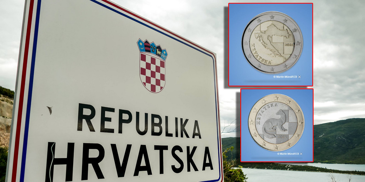 Chorwackie monety o nominałach 2 i 1 euro