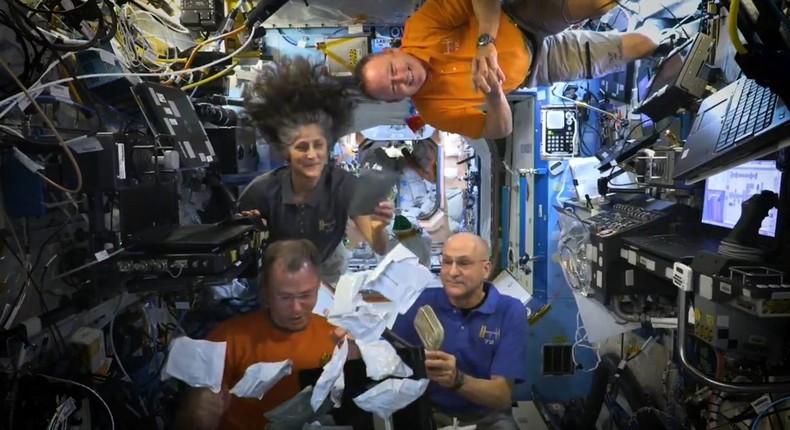 NASA astronauts Suni Williams, Nick Hague, Butch Wilmore, and Don Pettit shared their Thanksgiving meal in a new video message.NASA