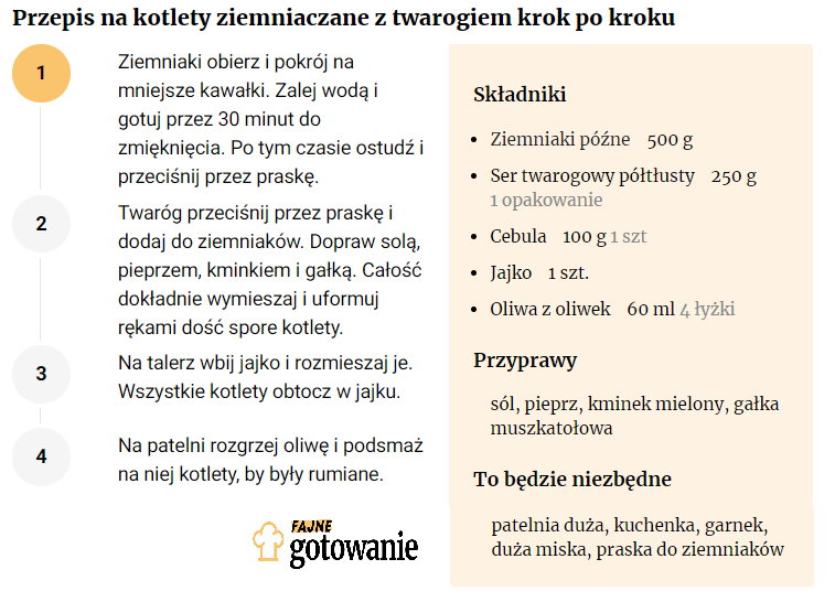 Przepis na kotlety ziemniaczane z twarogiem