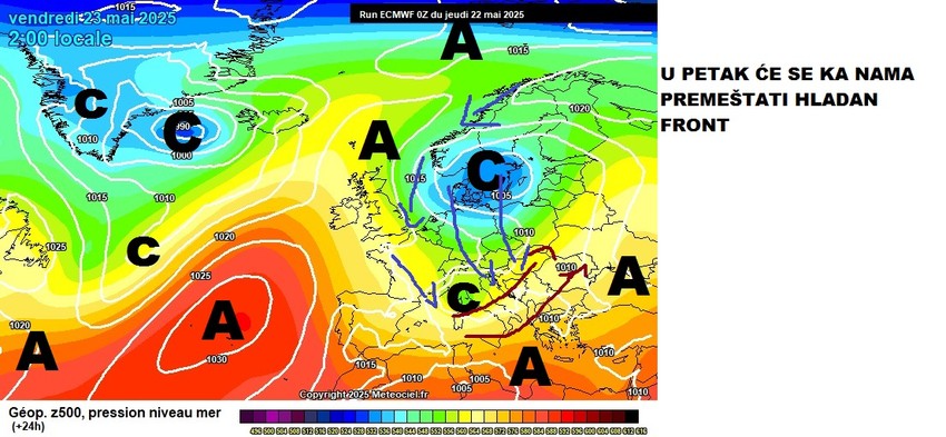 U petak će se hladni front premestiti ka nama i izazavaće nepogode