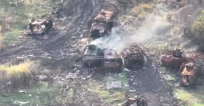 Cmentarzysko pojazdów pod Pokrowskiem. Ukraińska kolumna zmieciona z powierzchni ziemi