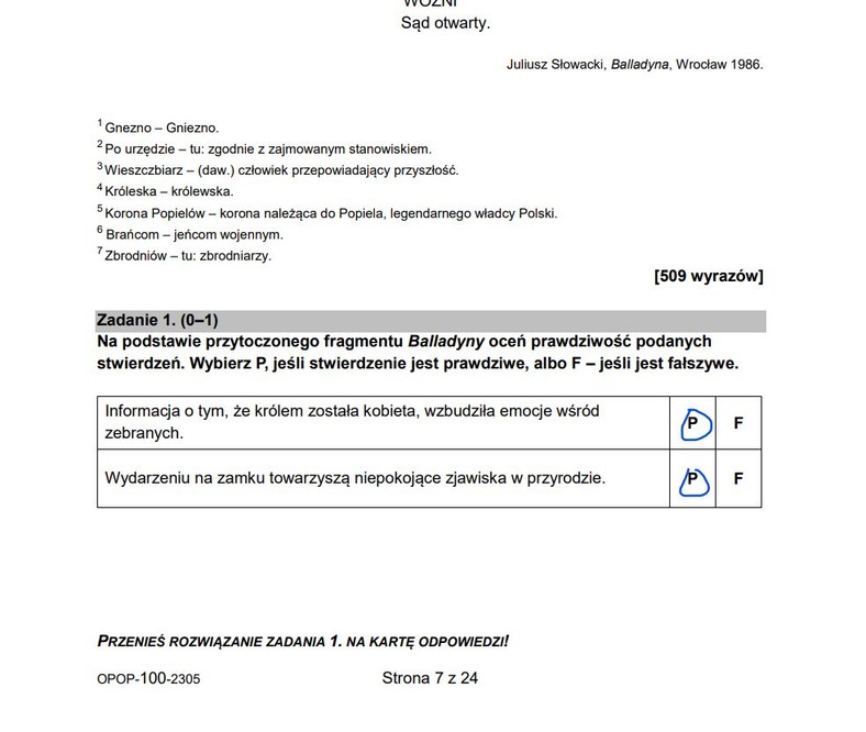 Egzamin ósmoklasisty 2023: Odpowiedzi do arkusza CKE z polskiego – strona 7