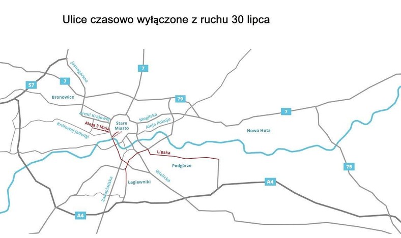 Ulice czasowo wyłączone z ruchu - 30 lipca