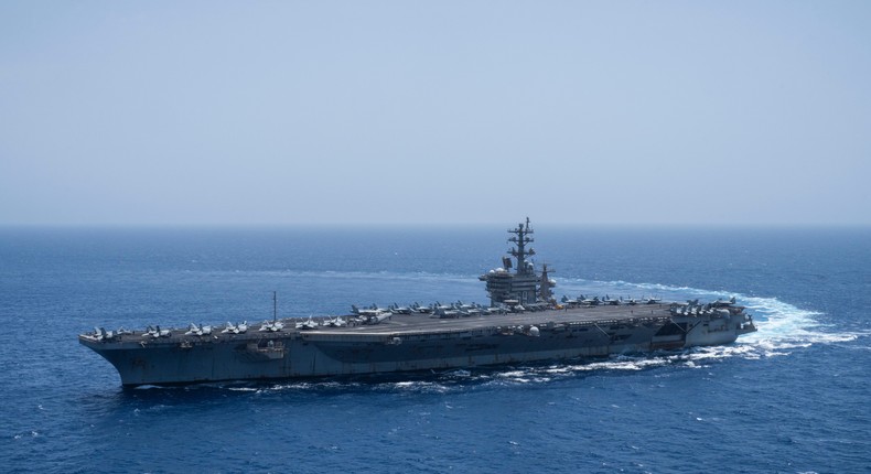 The USS Dwight D. Eisenhower sails in the Red Sea on June 12.AP Photo/Bernat Armangue