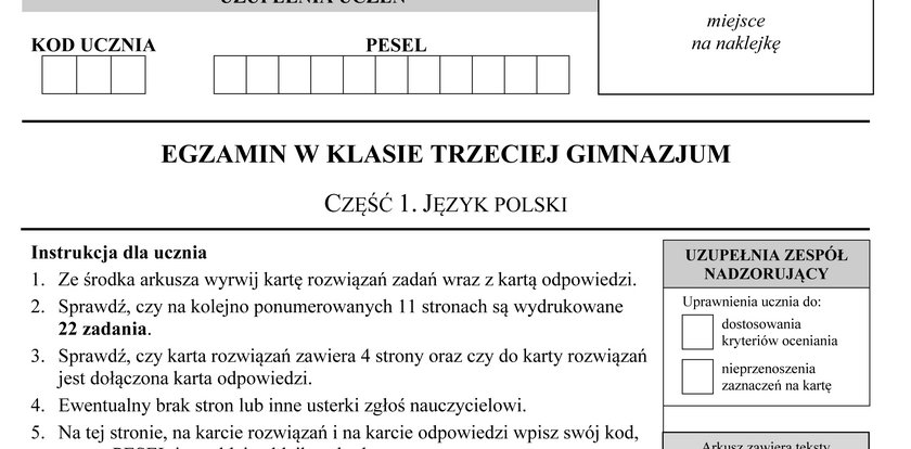 Znamy odpowiedzi z testu z polskiego