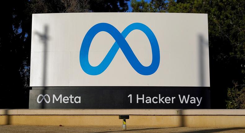 The logo of Meta, which owns Facebook, outside the company's California headquarters.Godofredo A. Vsquez/ AP Photo