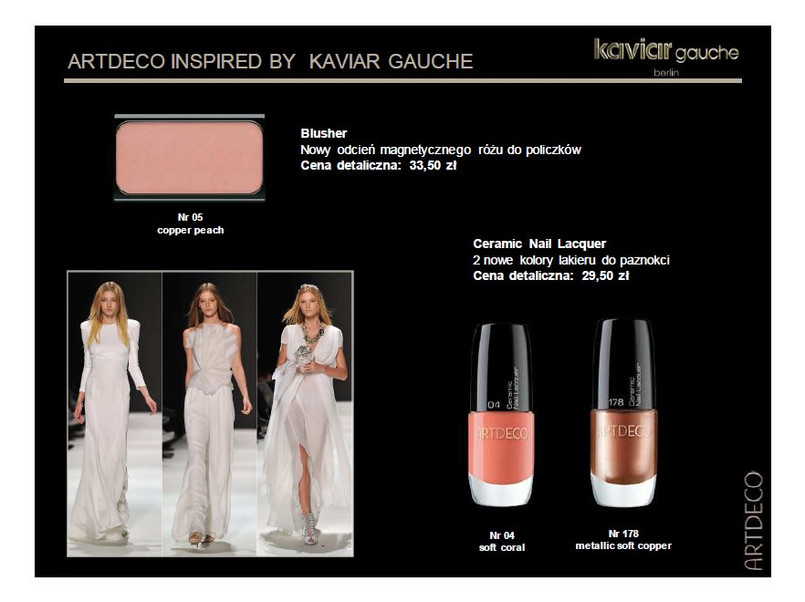 Linia kosmetyków Artdeco Kaviar Gauche wiosna 2012 zainspirowana jest wiosenną kolekcją marki odzieżowej Kaviar Gauche