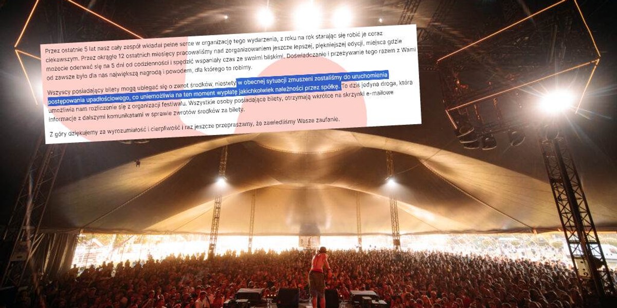 Zarząd Fest Festival oświadczył, że uruchomił postępowanie upadłościowe. Co to właściwie oznacza?