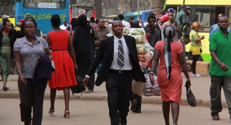 File Image of KENYANS-WALKING on the streets of Nairobi (Courtesy) 