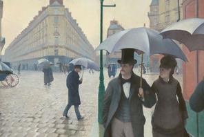 Gustave Caillebotte, „Paryska ulica. Deszczowy dzień, 1877, olej na płótnie; 212,2 × 276,2 cm,  Art Institute, Chicago 