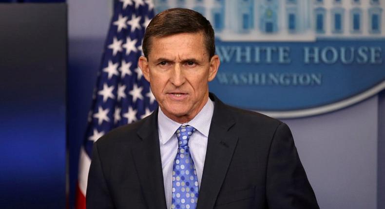 Then national security adviser General Michael Flynn delivers a statement daily briefing at the White House in Washington