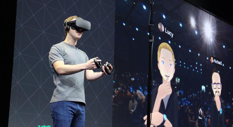 Facebook CEO Mark Zuckerberg on stage at an Oculus developers conference in 2016.Glenn Chapmann/AFP via Getty Images
