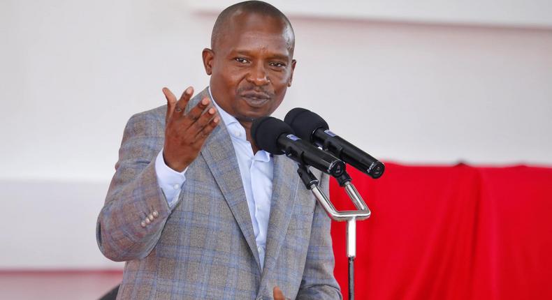 Interior CS Kithure Kindiki speaking during a church service in Kirinyaga County on Sunday, June 4