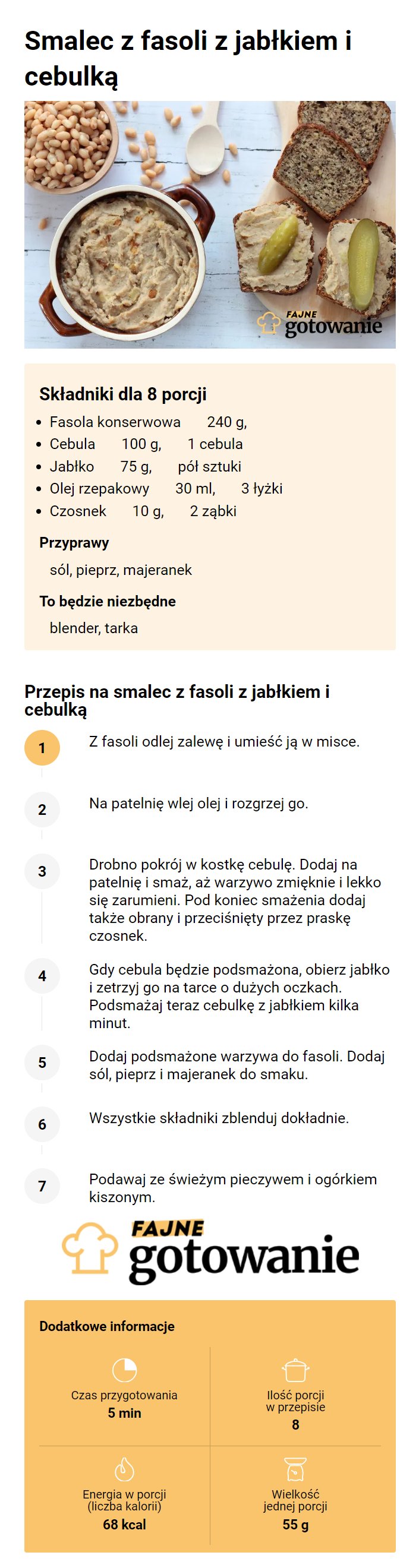 Smalec z fasoli z jabłkiem i cebulką