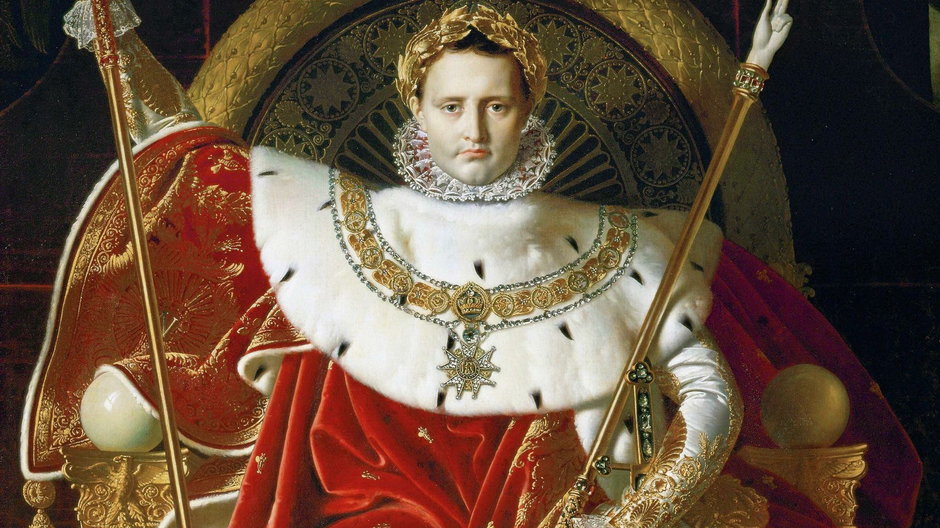 Obraz przedstawiający Napoleona na cesarskim tronie. Autor Jean-Auguste-Dominique Ingres / Kroniki Dziejów
