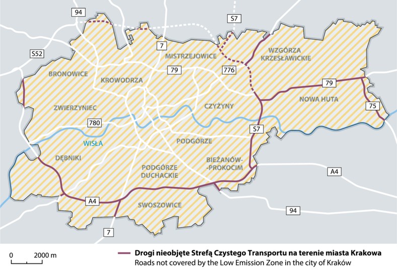 Strefa Czystego Transportu w Krakowie. Źródło: Zarząd Transportu Publicznego w Krakowie