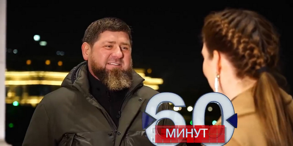 Ramzan Kadyrow w rosyjskiej telewizji.