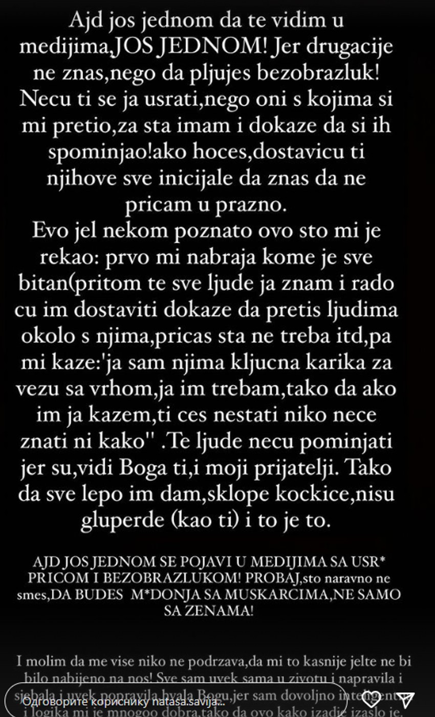 Nataša Šavija se obratila Kariću