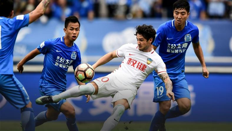 Alexandre Pato (C) in the Chinese Super League, playing for the team formerly known as Tianjin Quanjian