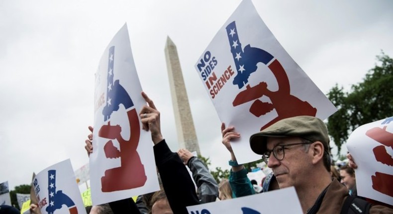 Gloomy weather in the US capital didn't dampen the mood at the march in Washington, which featured speeches, music and teach-ins