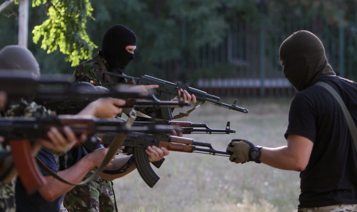 Ćwiczenia ukraińskich ochotników w Mariupolu