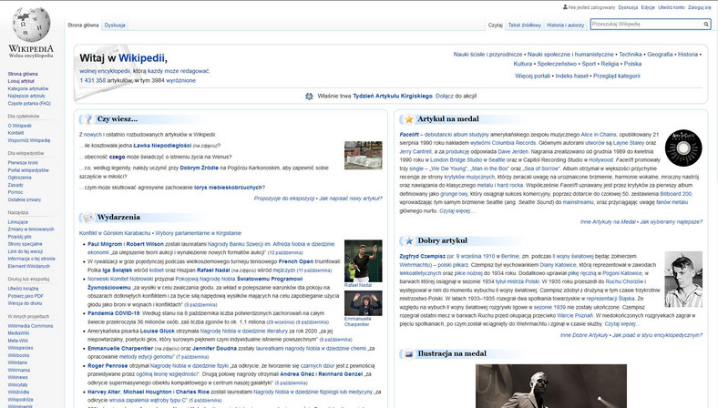Znane strony dawniej i dziś - Wikipedia w 2020 roku