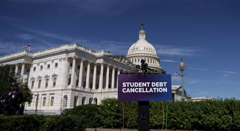 A view of the U.S. Capitol before a news conference to discuss student debt cancellation on Sept. 29, 2022.Drew Angerer/Getty Images