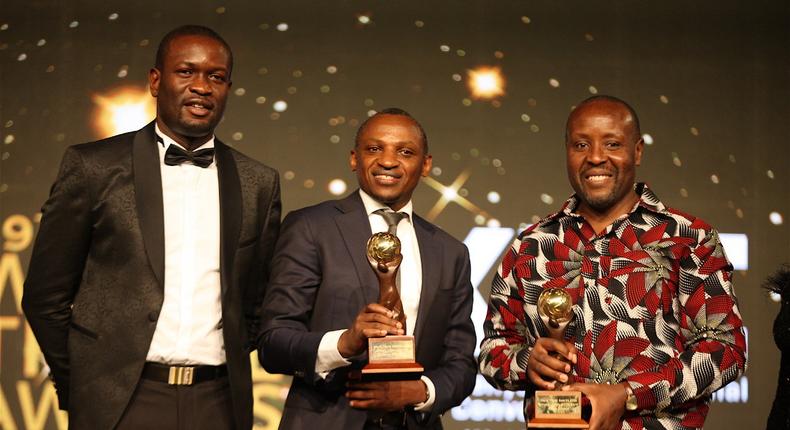 Nairobi Senator Edwin Sifuna, Kenya Airways' Chief Commercial & Customer Officer Julius Thairu & KQ CEO & MD Allan Kilavuka