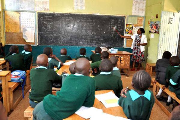 A group of lower primary pupils during a past lesson at Kawangware Primary School