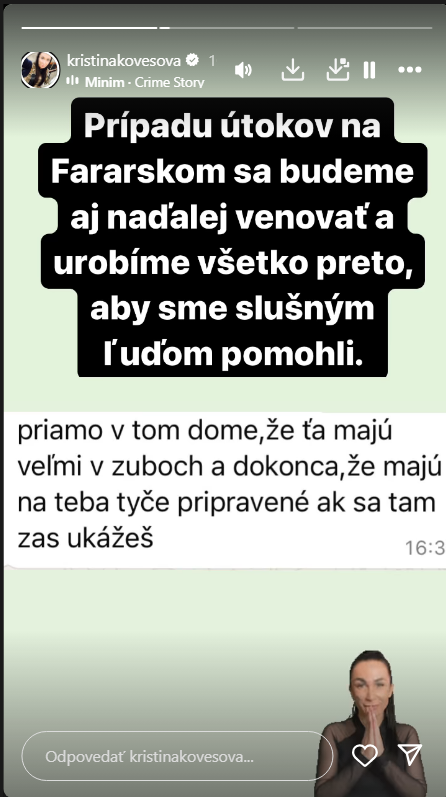 Kristína ukázala, aké jej chodia správy.