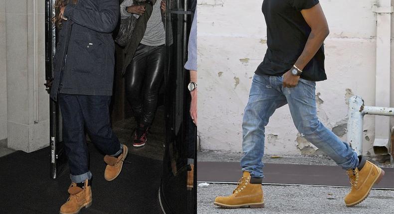 Rihanna et Kanye West portant des Timberlands