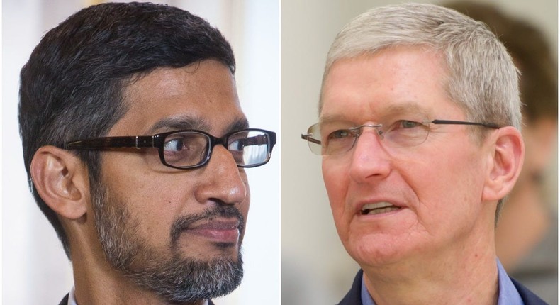 Sundar Pichai (left) and Tim Cook.Getty/Insider Composite