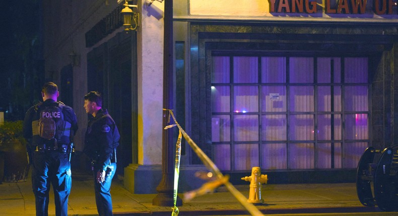 Police respond to a shooting with multiple casualties in the Monterey Park area of Los Angeles, California, U.S. January 21, 2023.REUTERS/Allison Dinner