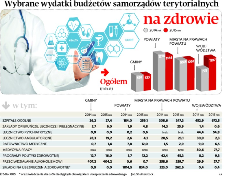 Wybrane wydatki budżetów samorządów terytorialnych na zdrowie