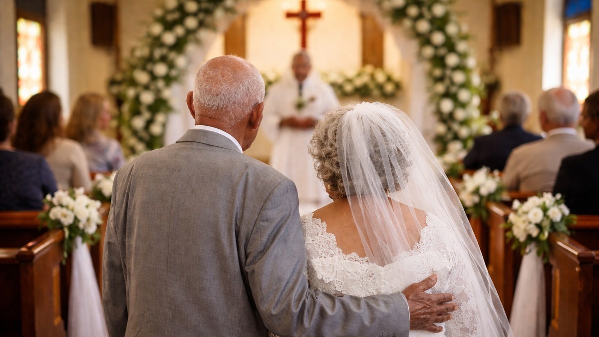 Stariji par pred oltarom
