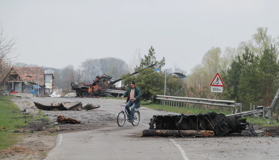 Ostaci ruskog tenka u Rusanivu kod Kijeva