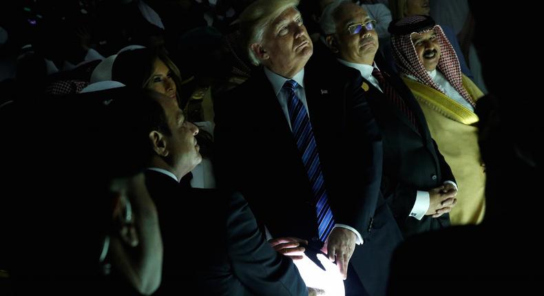 President Donald Trump and other leaders touring the Global Center for Combatting Extremist Ideology in Riyadh, Saudi Arabia, in 2017.