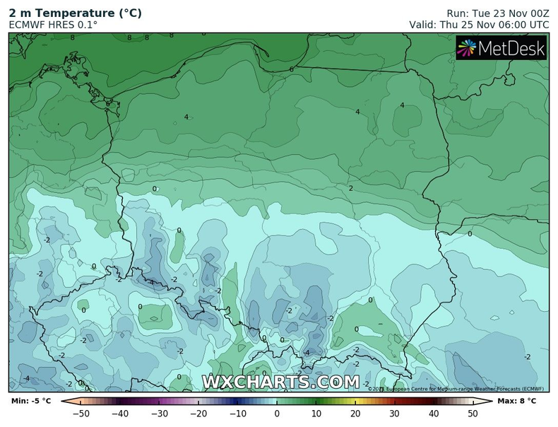 Ranek na południu przyniesie mróz