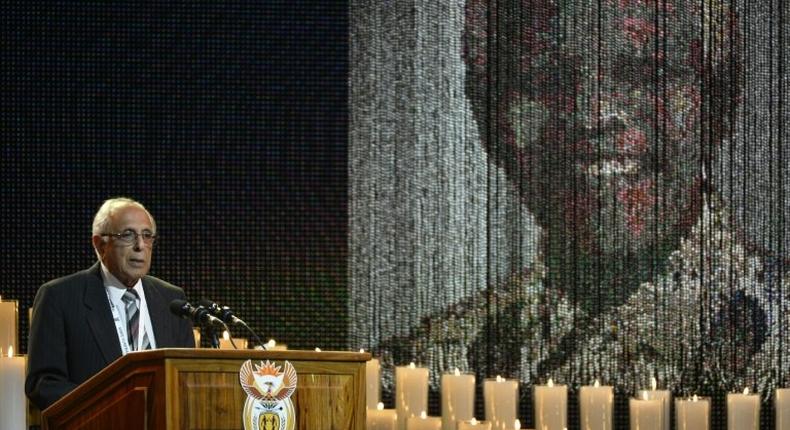 Ahmed Kathrada, seen here speaking at Nelson Mandela's funeral in 2013, was a fellow anti-apartheid activist who later served in the first African National Congress government