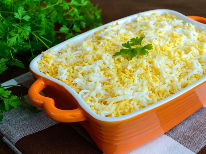 Recept za mimoza salatu sa piletinom