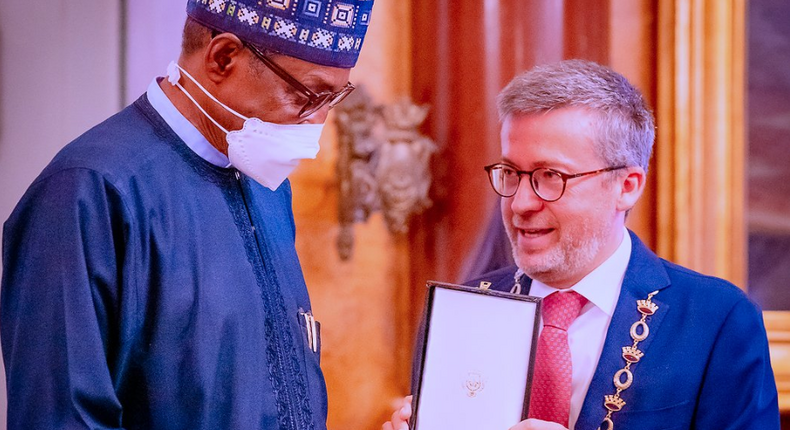 President Muhammadu buhari and Fernando Medina, Mayor of Lisbon. [Presidency]