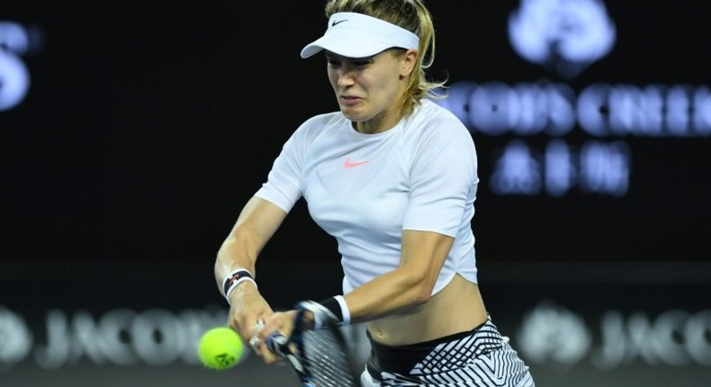 Eugenie Bouchard in action against Louisa Chirico during the first round of the Australian Open in Melbourne on January 16, 2017