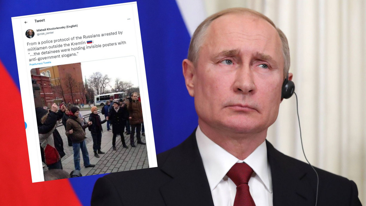 Zatrzymani w Rosji za trzymanie niewidzialnych antyrządowych transparentów